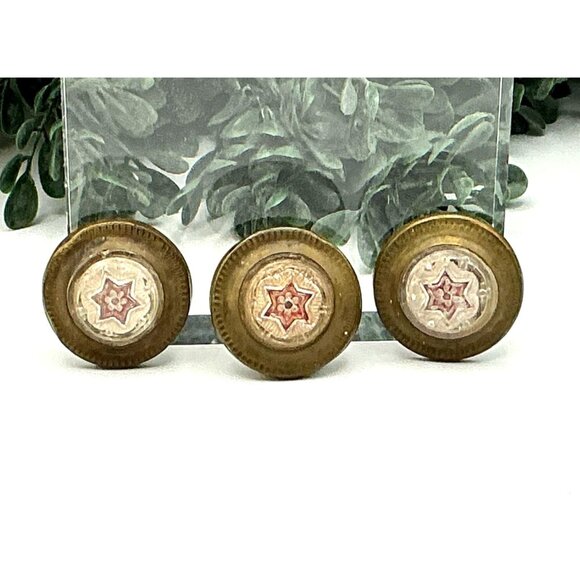 Vintage Brass and Resin Star Buttons Set Of 3 - Picture 1 of 6